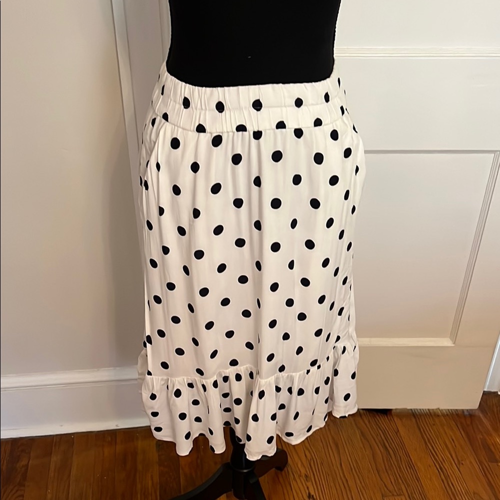 Sale! J. Crew Black and White Asymmetrical Polka Dot Skirt